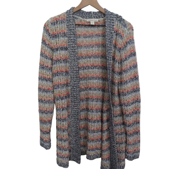 Coldwater Creek Womens L Multicolor Striped Mohair Wool Cashmere Blend Cardigan - Picture 1 of 5